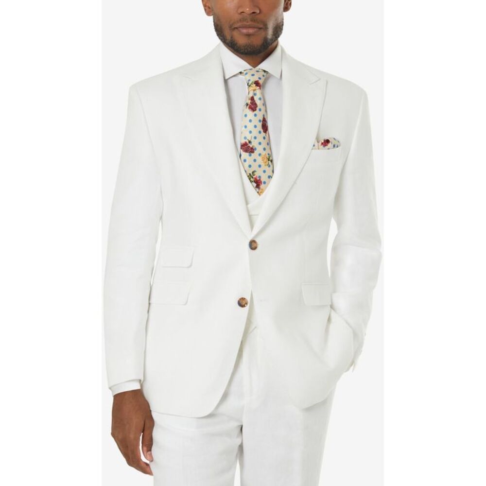 Tayion Collection Mens Linen Two Button Blazer Jacket, , 52, DM